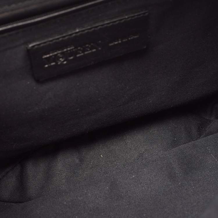 Pre Owned Alexander McQueen Black/Green Printed Satin and Leather De Manta Clutch