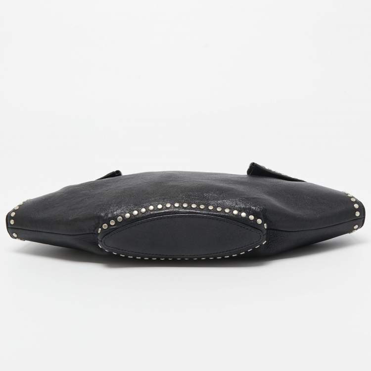 Pre Owned Alexander McQueen Black Leather Medium Studded De Manta Clutch