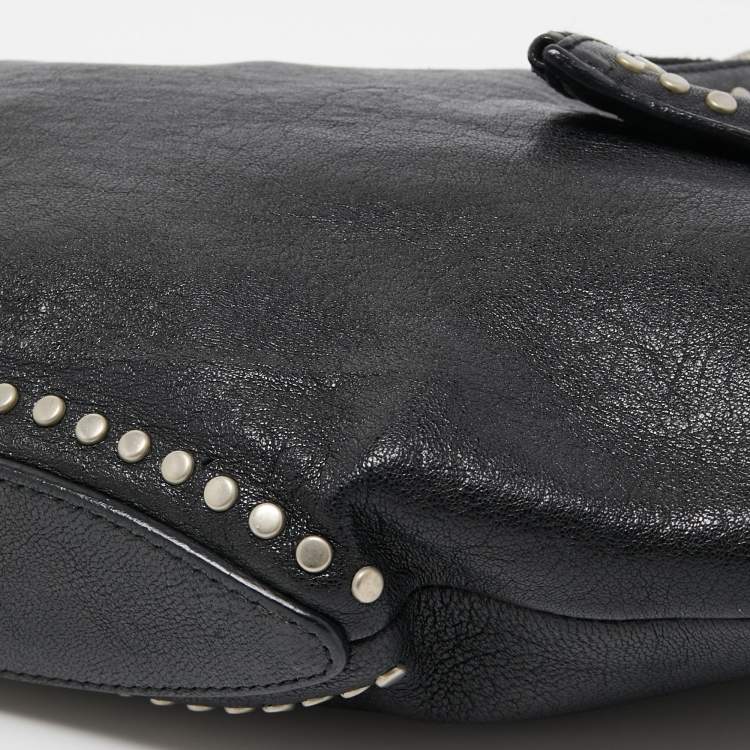 Pre Owned Alexander McQueen Black Leather Medium Studded De Manta Clutch