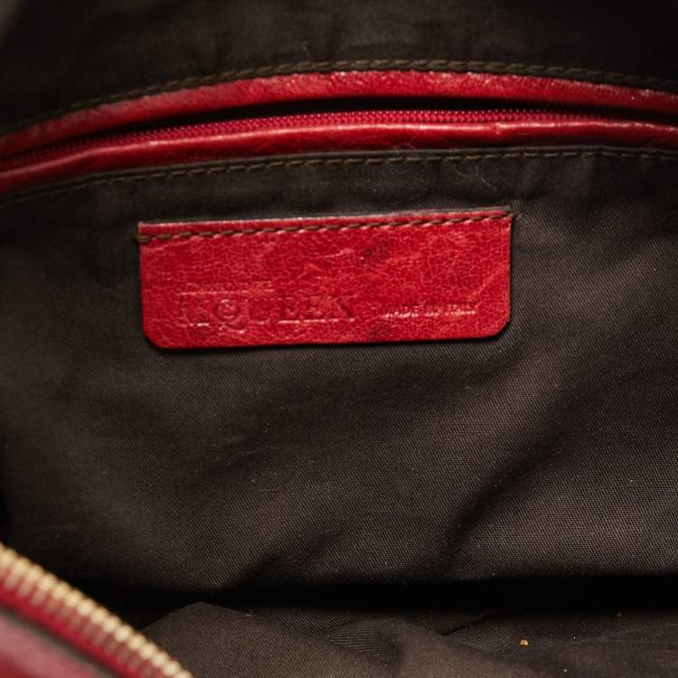 Pre Owned Alexander McQueen Red Leather Medium De Manta Clutch