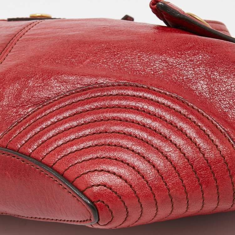 Pre Owned Alexander McQueen Red Leather Medium De Manta Clutch