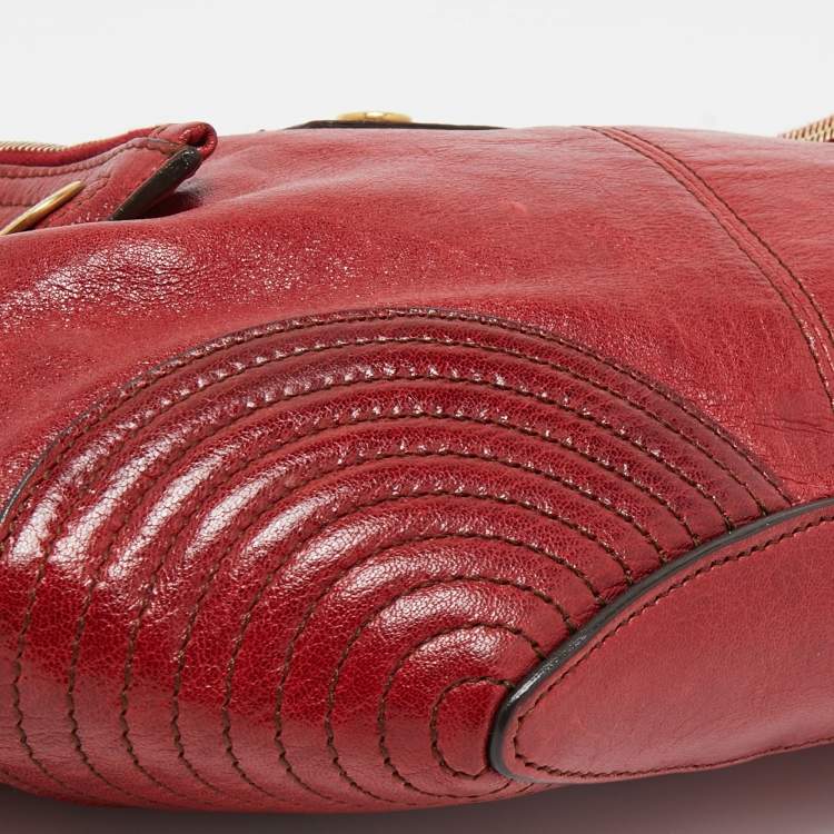 Pre Owned Alexander McQueen Red Leather Medium De Manta Clutch
