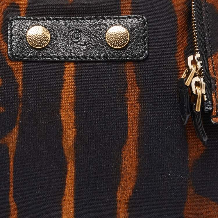 مملوكة مسبقًا Alexander McQueen Black/Brown Leopard Print Canvas and Leather Medium De Manta Clutch