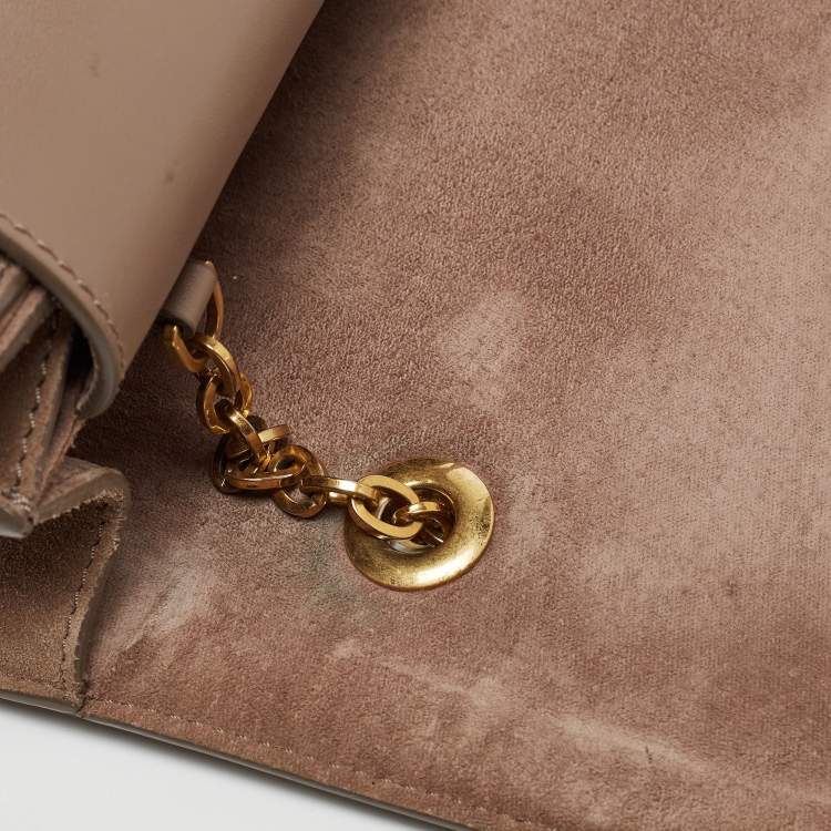 Pre Owned Alexander McQueen Taupe Textured Leather Heroine Chain Shoulder Bag