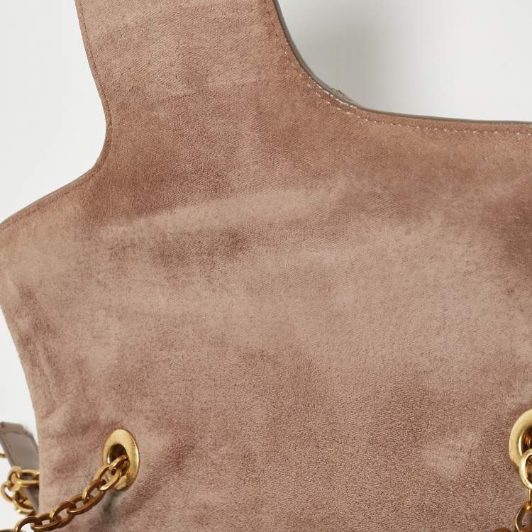 Pre Owned Alexander McQueen Taupe Textured Leather Heroine Chain Shoulder Bag