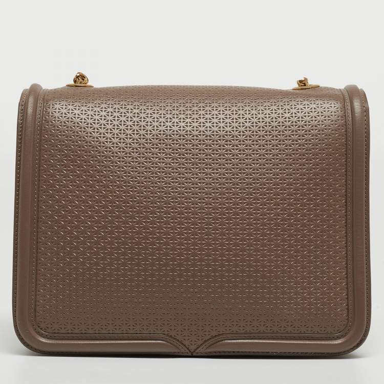Pre Owned Alexander McQueen Taupe Textured Leather Heroine Chain Shoulder Bag