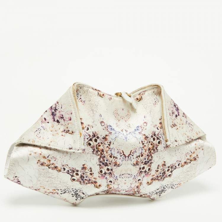 Pre Owned Alexander McQueen Multicolor Printed Fabric and Leather De Manta Clutch