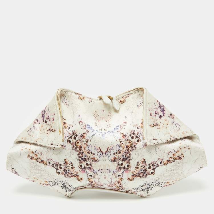 Pre Owned Alexander McQueen Multicolor Printed Fabric and Leather De Manta Clutch