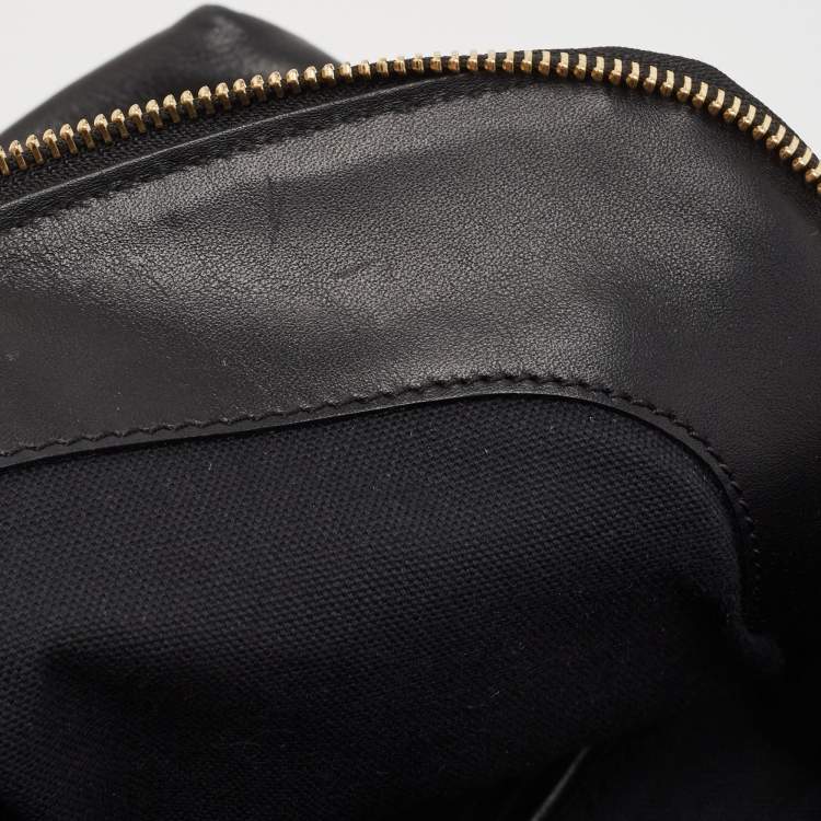 Pre Owned Alexander McQueen Black Leather Studded Skull Padlock Fold Over Clutch