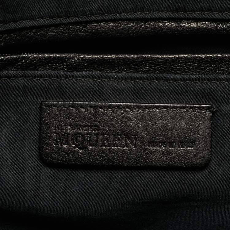 Pre Owned Alexander McQueen Black Leather De Manta Tote