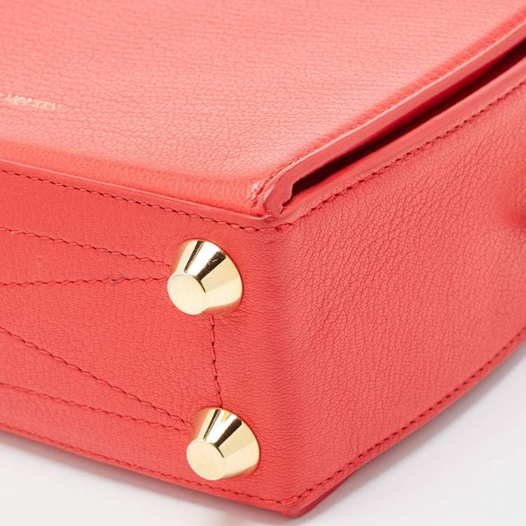 Pre Owned Alexander McQueen Red Leather Box Shoulder Bag 