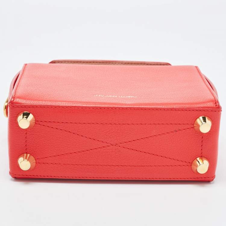 Pre Owned Alexander McQueen Red Leather Box Shoulder Bag 
