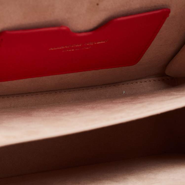 Pre Owned Alexander McQueen Red Leather Box Shoulder Bag 