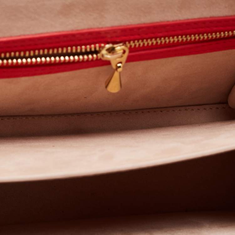 Pre Owned Alexander McQueen Red Leather Box Shoulder Bag 