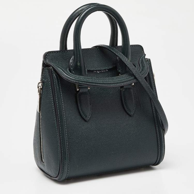 Pre Owned Alexander McQueen Emerald Green Leather Mini Heroine Bag
