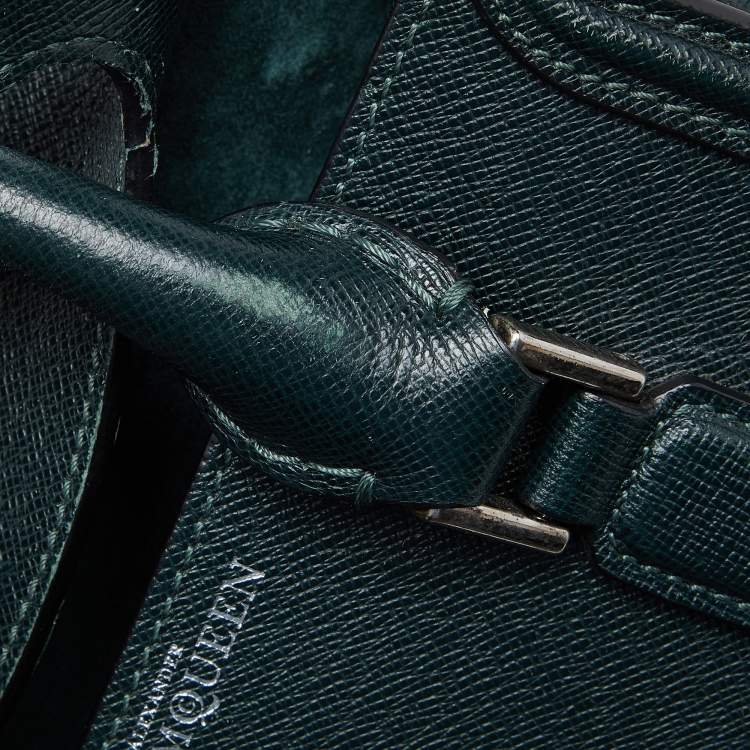 Pre Owned Alexander McQueen Emerald Green Leather Mini Heroine Bag
