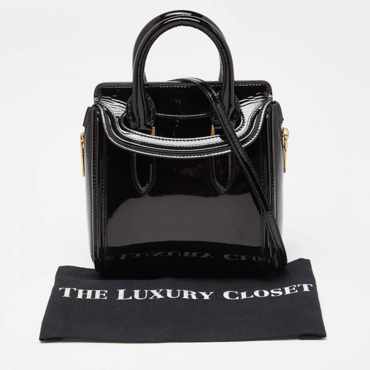 Pre Owned Alexander McQueen Black Patent Leather Mini Heroine Satchel