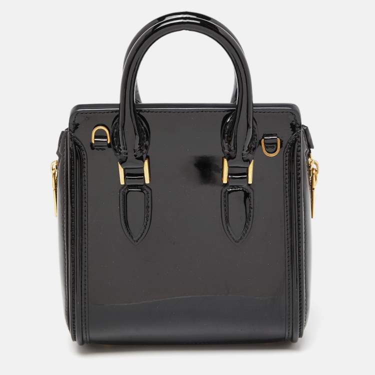 Pre Owned Alexander McQueen Black Patent Leather Mini Heroine Satchel