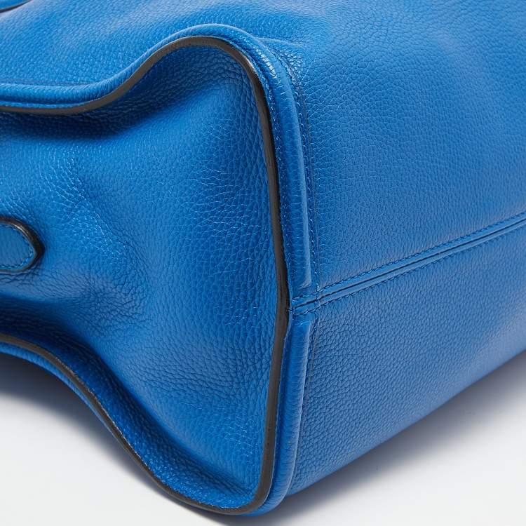 Pre Owned Alexander McQueen Blue Leather Skull Padlock Tote