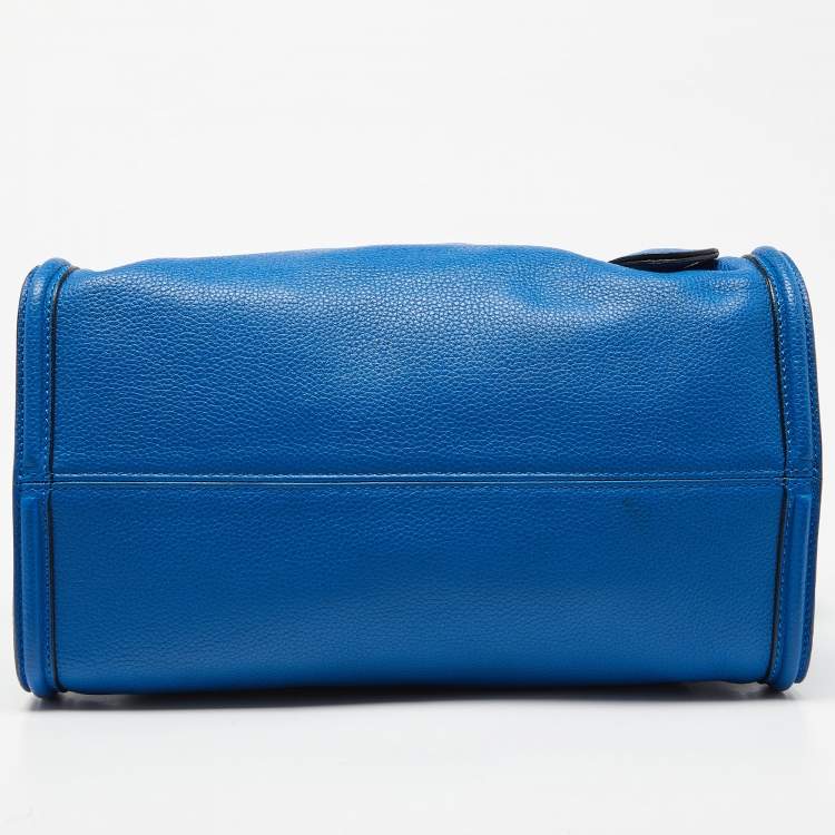Pre Owned Alexander McQueen Blue Leather Skull Padlock Tote