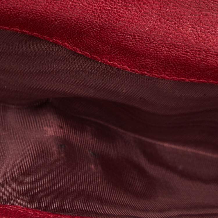 Pre Owned Alexander McQueen Red Leather Skull Continental Wallet