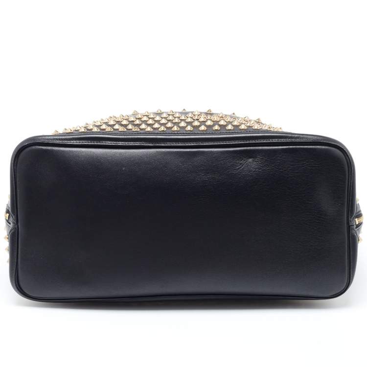 Pre Owned Alexander McQueen Black Studded Leather Padlock Shopper Tote