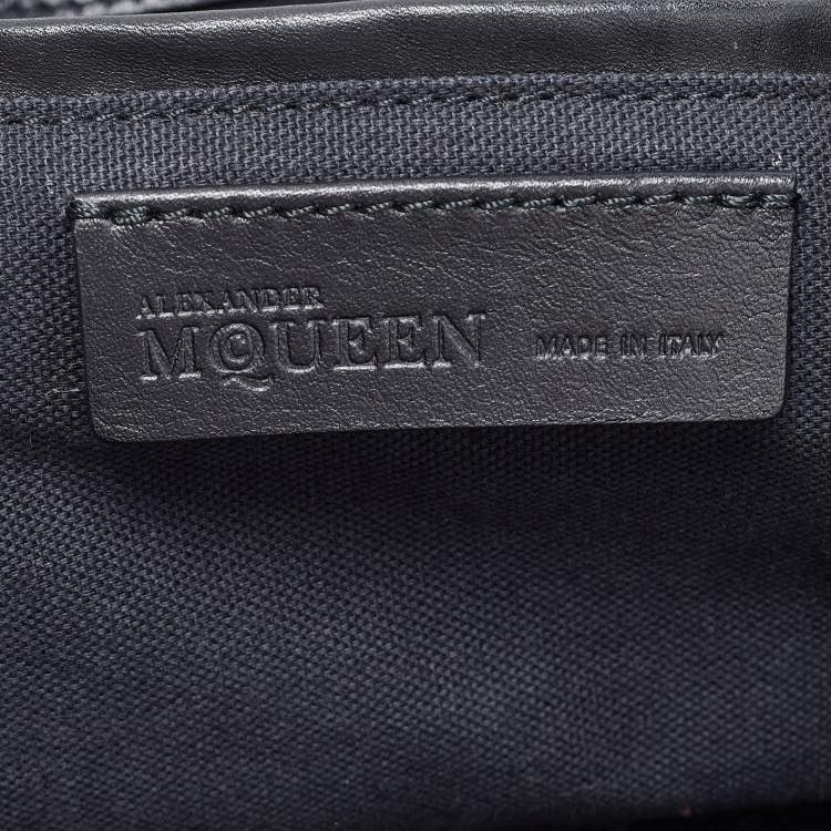 Pre Owned Alexander McQueen Black Studded Leather Padlock Shopper Tote
