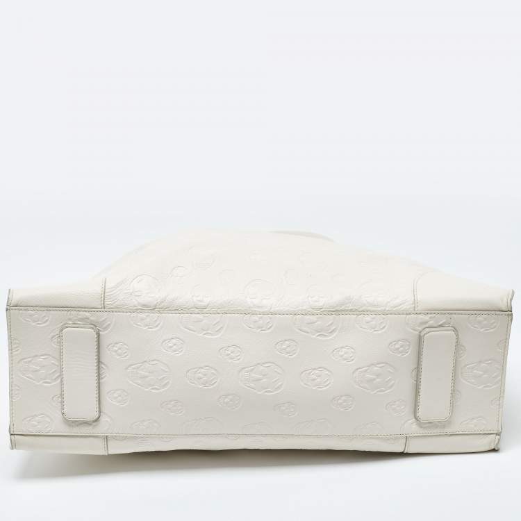 Pre Owned Alexander McQueen Off White Leather Large De Manta Tote 