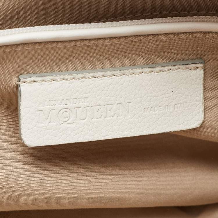 Pre Owned Alexander McQueen Off White Leather Large De Manta Tote 