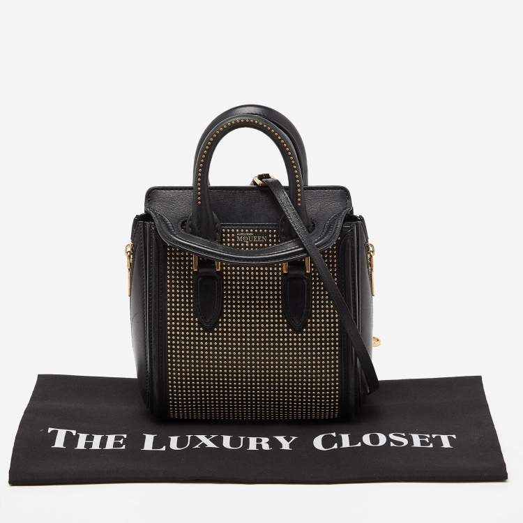 Pre Owned Alexander McQueen Black Studded Leather Mini Heroine Satchel