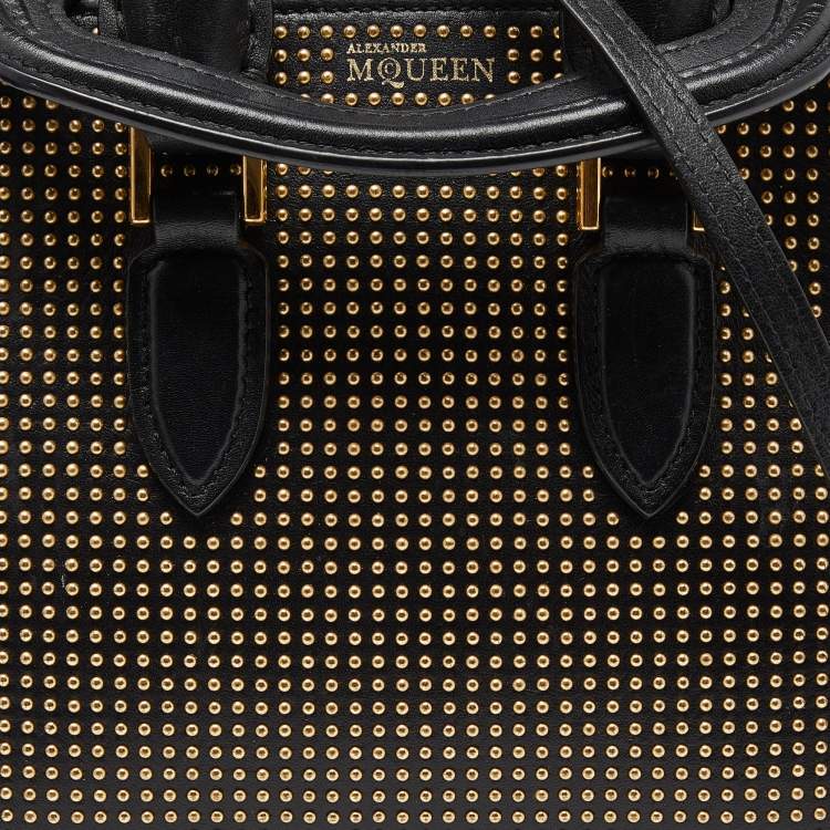 Pre Owned Alexander McQueen Black Studded Leather Mini Heroine Satchel