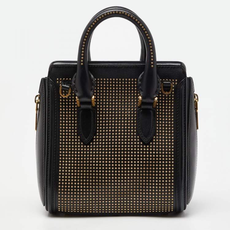 Pre Owned Alexander McQueen Black Studded Leather Mini Heroine Satchel