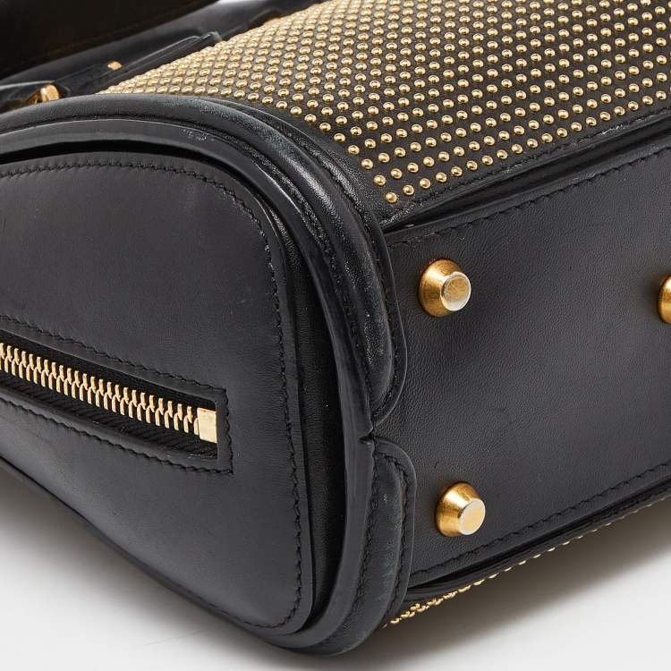 Pre Owned Alexander McQueen Black Studded Leather Mini Heroine Satchel