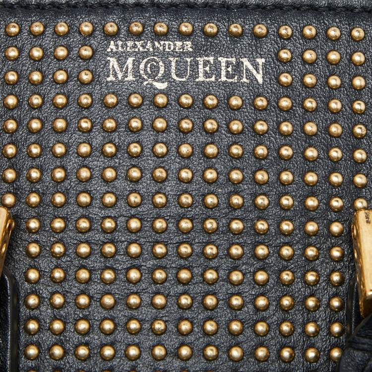 Pre Owned Alexander McQueen Black Studded Leather Mini Heroine Satchel