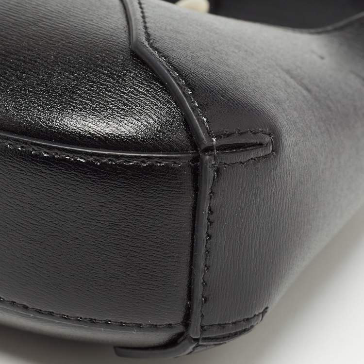 Pre Owned Alexander McQueen Black Leather Mini Jewelled Hobo