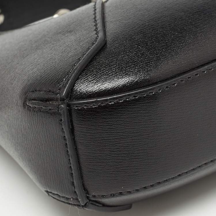 Pre Owned Alexander McQueen Black Leather Mini Jewelled Hobo
