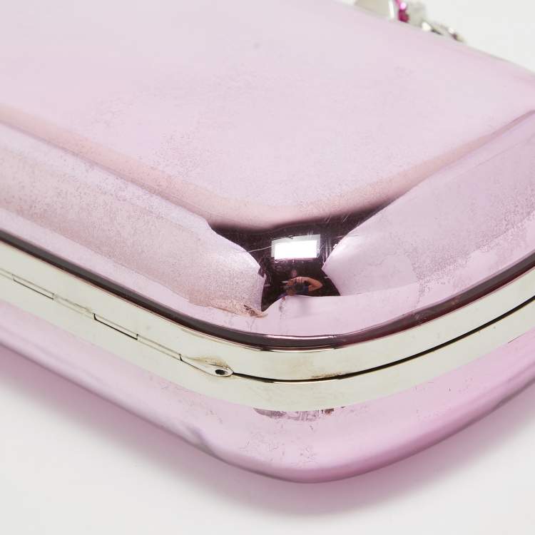 Pre Owned Alexander McQueen Pink Metal Skull Box Clutch