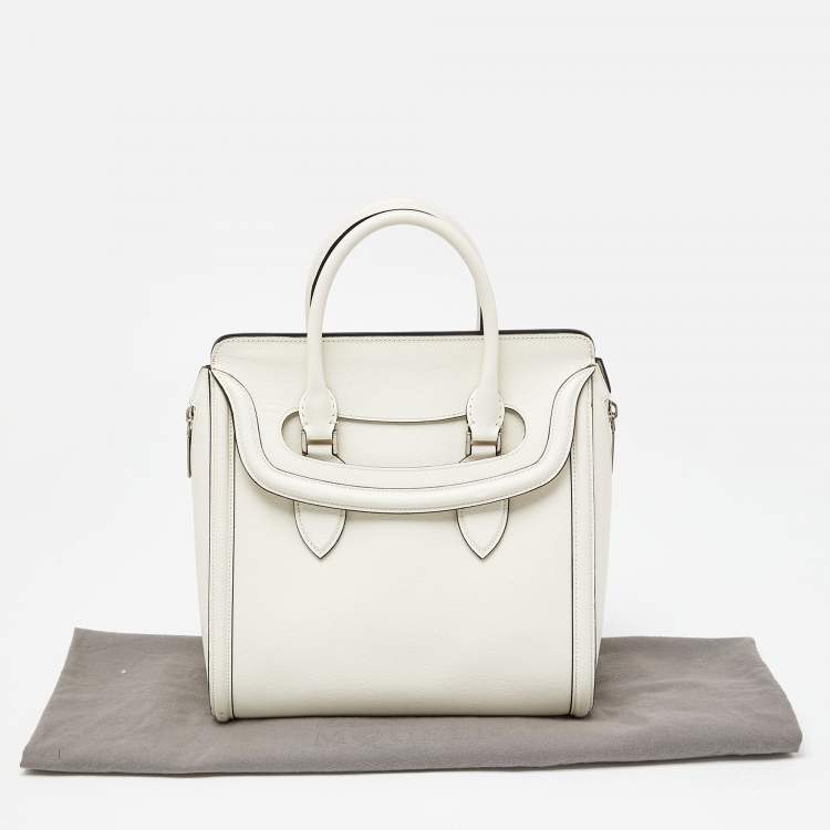 Pre Owned Alexander McQueen Off White Leather Medium Heroine Tote