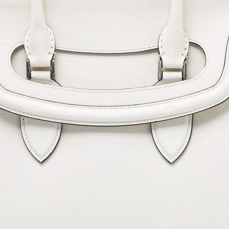 Pre Owned Alexander McQueen Off White Leather Medium Heroine Tote