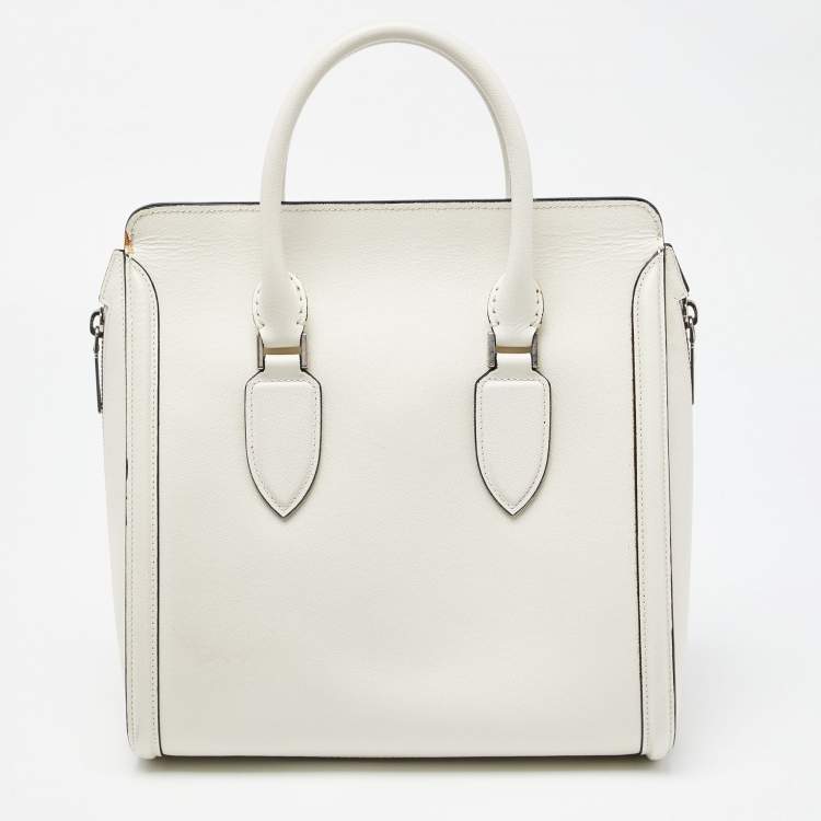 Pre Owned Alexander McQueen Off White Leather Medium Heroine Tote