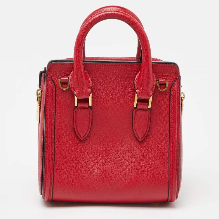 Pre Owned Alexander McQueen Red Leather Mini Heroine Bag