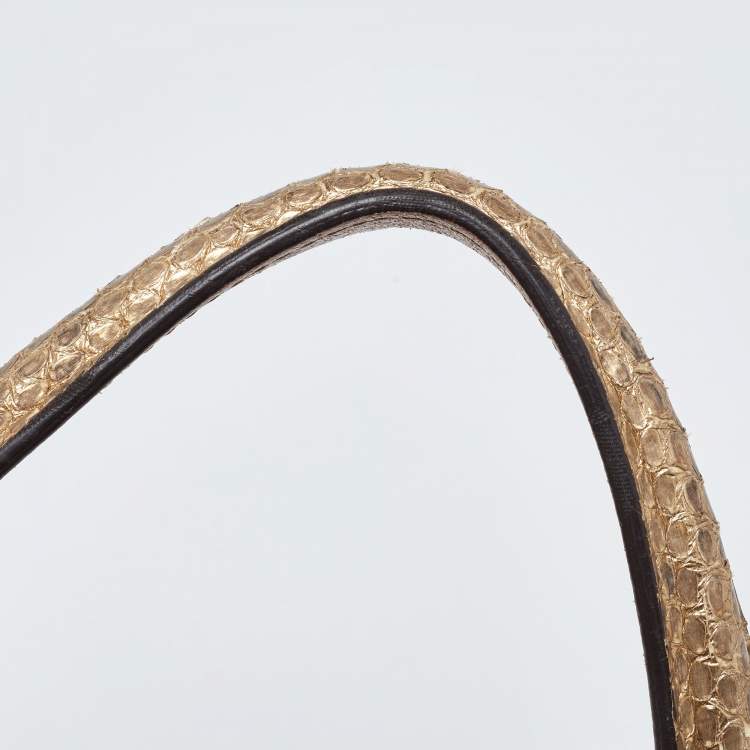 Pre Owned Alexander McQueen Metallic Python Heroine Chain Shoulder Bag