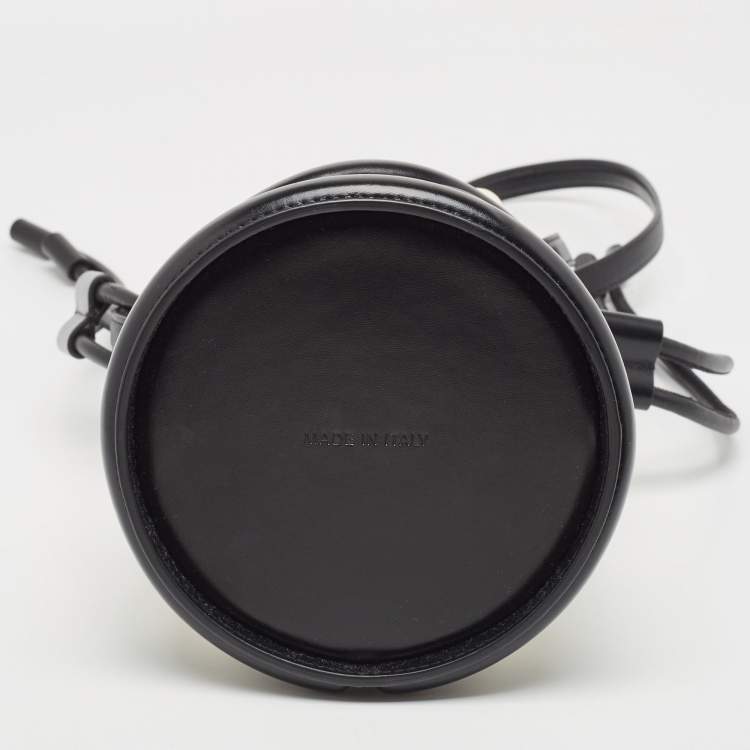 Pre Owned Alexander McQueen Black/White Leather The Soft Curve Bucket Bag