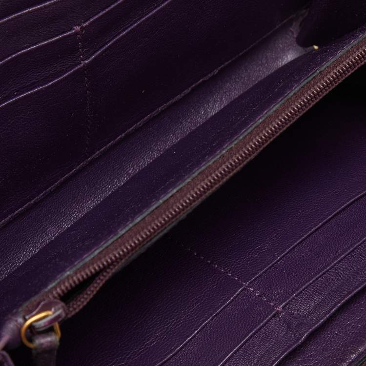 Pre Owned Alexander McQueen Purple Patent Leather Zip Around Wallet