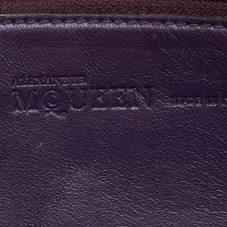 Pre Owned Alexander McQueen Purple Patent Leather Zip Around Wallet