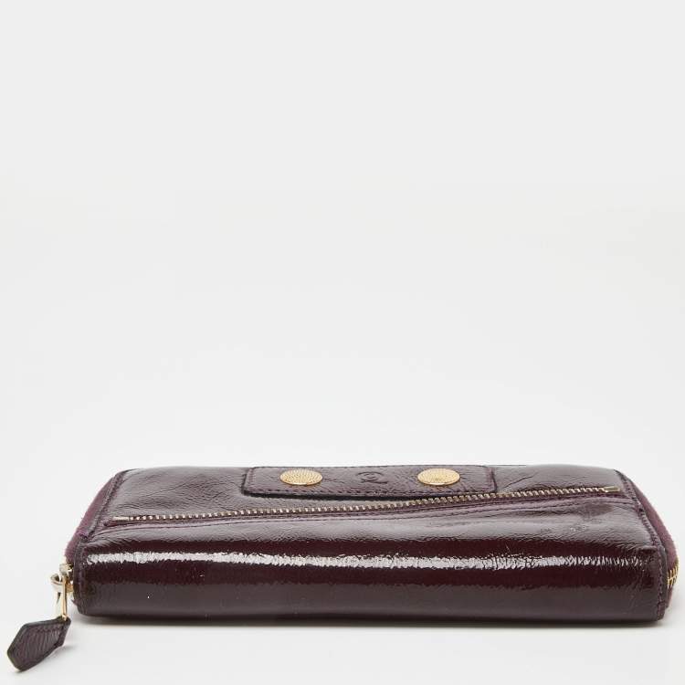 Pre Owned Alexander McQueen Purple Patent Leather Zip Around Wallet