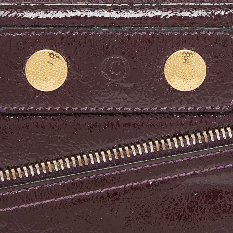 Pre Owned Alexander McQueen Purple Patent Leather Zip Around Wallet