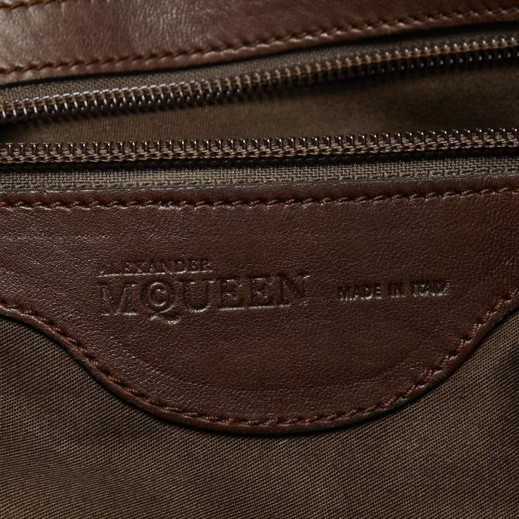 Pre Owned Alexander McQueen Red Croc Embossed Patent Leather Novak Flapper Bag