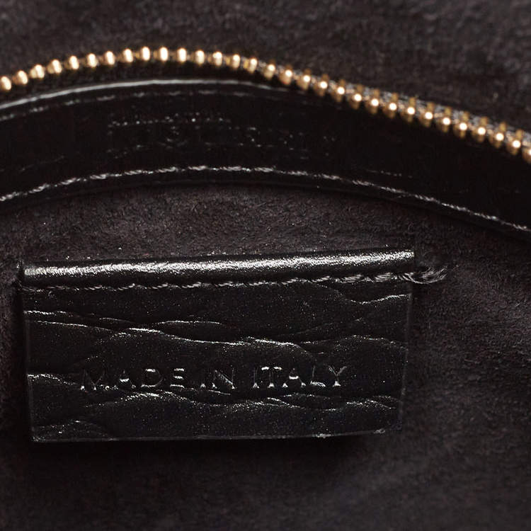 Pre Owned Alexander McQueen Black Croc Embossed Leather Heroine Bag