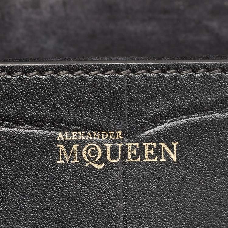 Pre Owned Alexander McQueen Black Croc Embossed Leather Heroine Bag
